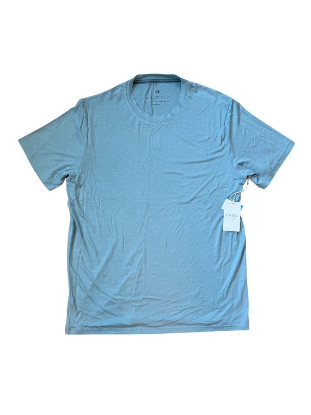 NWT Free Fly Mens Bamboo Motion Tee Ocean Mist Blue Green UPF 50+ Medium